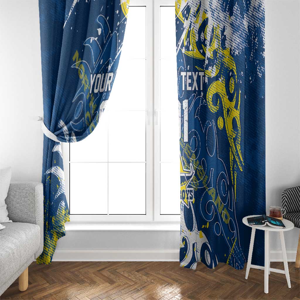 Personalized North Queensland Cowboys Rugby Window Curtain Urban Street Graffiti Style - Distressed Splatter Elements