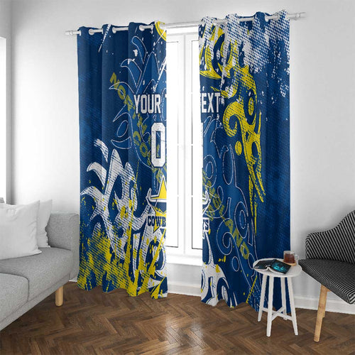 Personalized North Queensland Cowboys Rugby Window Curtain Urban Street Graffiti Style - Distressed Splatter Elements