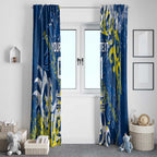 Personalized North Queensland Cowboys Rugby Window Curtain Urban Street Graffiti Style - Distressed Splatter Elements