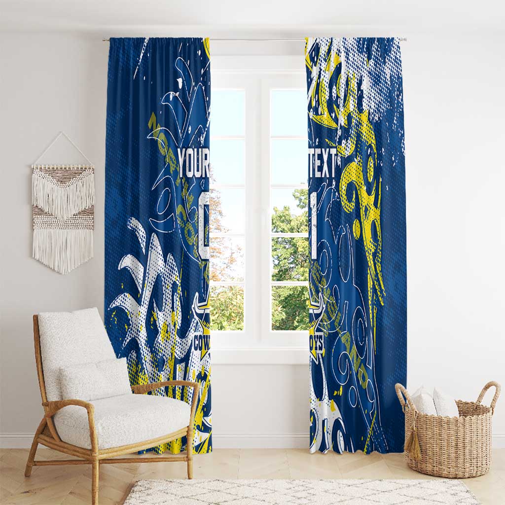 Personalized North Queensland Cowboys Rugby Window Curtain Urban Street Graffiti Style - Distressed Splatter Elements