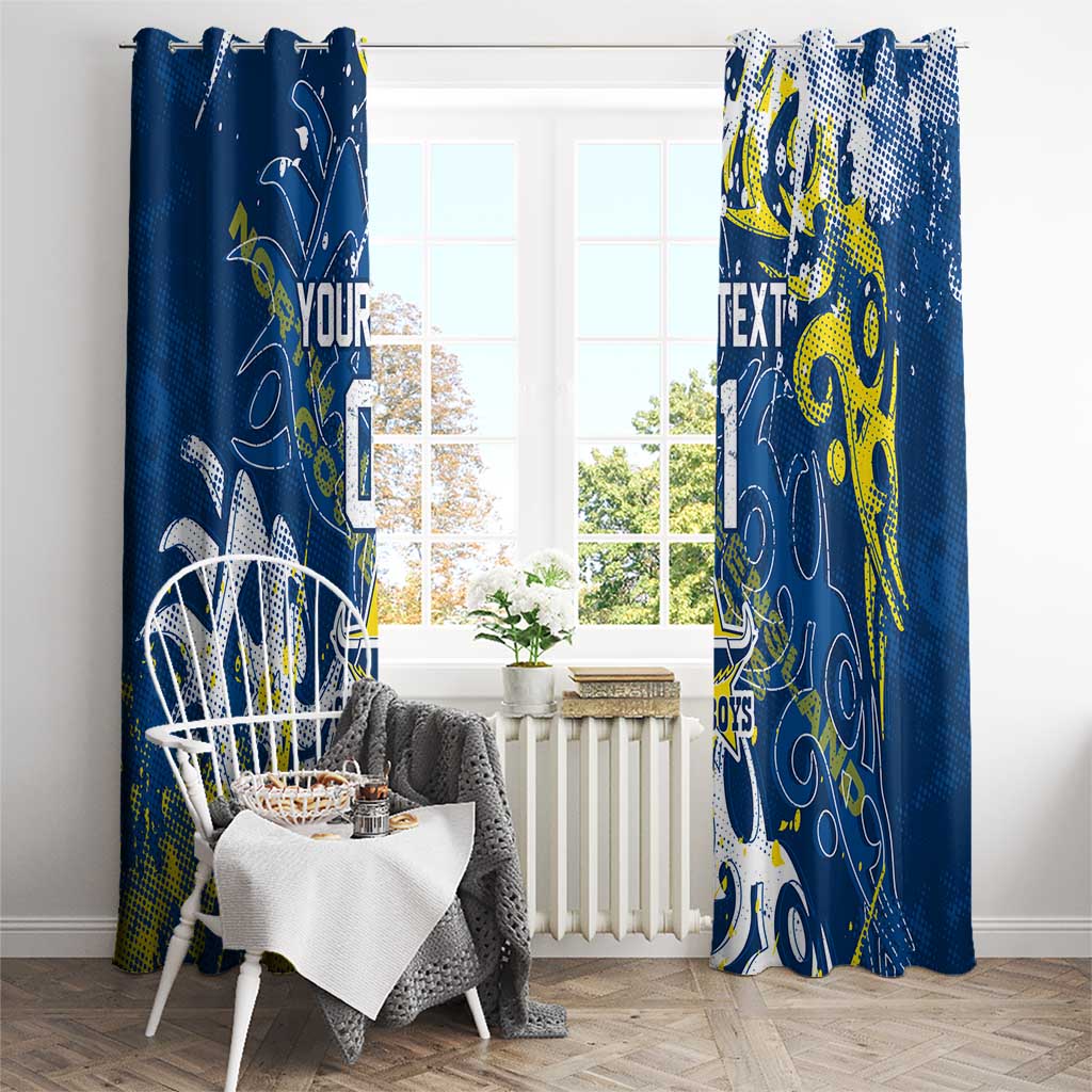 Personalized North Queensland Cowboys Rugby Window Curtain Urban Street Graffiti Style - Distressed Splatter Elements