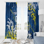 Personalized North Queensland Cowboys Rugby Window Curtain Urban Street Graffiti Style - Distressed Splatter Elements