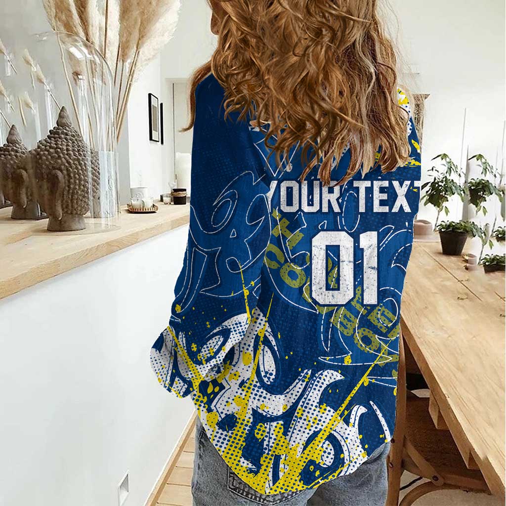 Personalized North Queensland Cowboys Rugby Women Casual Shirt Urban Street Graffiti Style - Distressed Splatter Elements