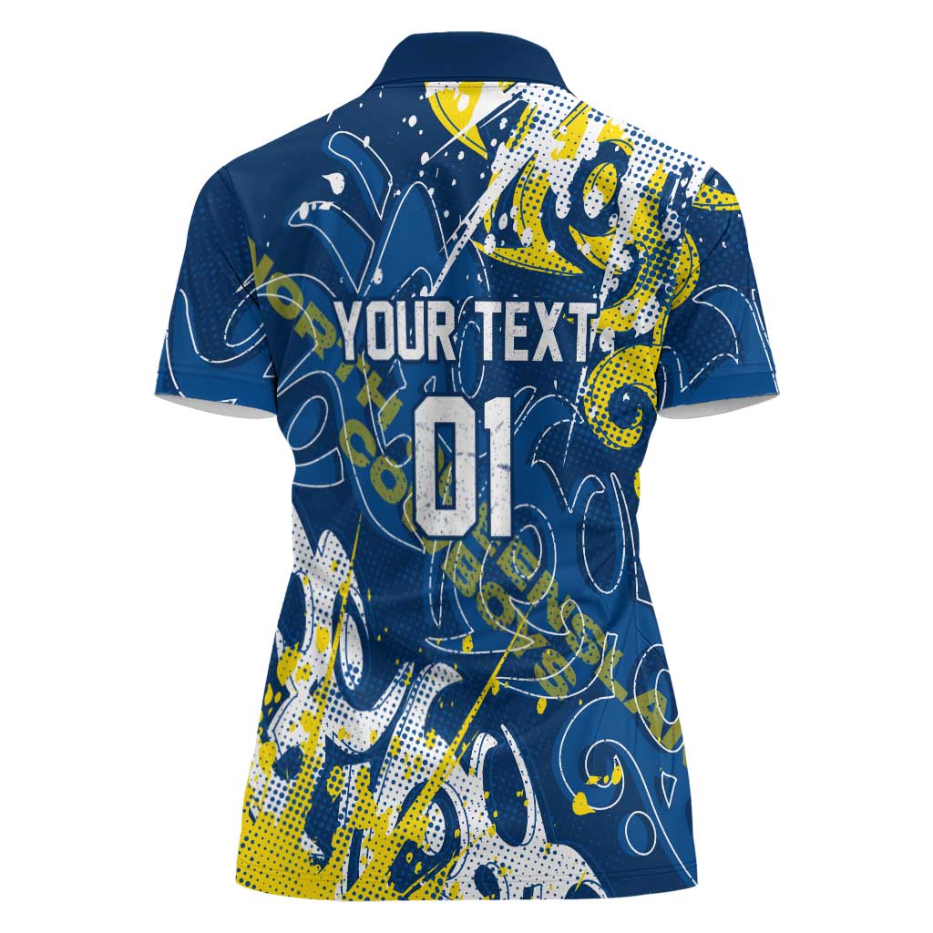 Personalized North Queensland Cowboys Rugby Women Polo Shirt Urban Street Graffiti Style - Distressed Splatter Elements