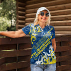 Personalized North Queensland Cowboys Rugby Women Polo Shirt Urban Street Graffiti Style - Distressed Splatter Elements