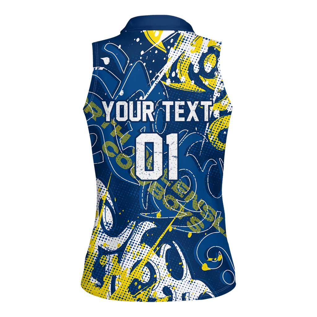 Personalized North Queensland Cowboys Rugby Women Sleeveless Polo Shirt Urban Street Graffiti Style - Distressed Splatter Elements