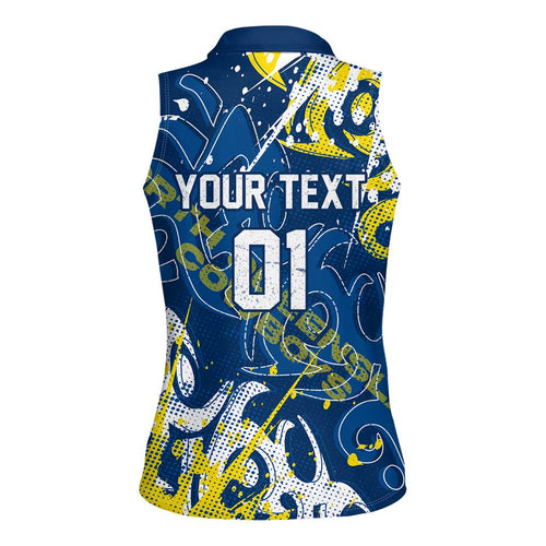 Personalized North Queensland Cowboys Rugby Women Sleeveless Polo Shirt Urban Street Graffiti Style - Distressed Splatter Elements