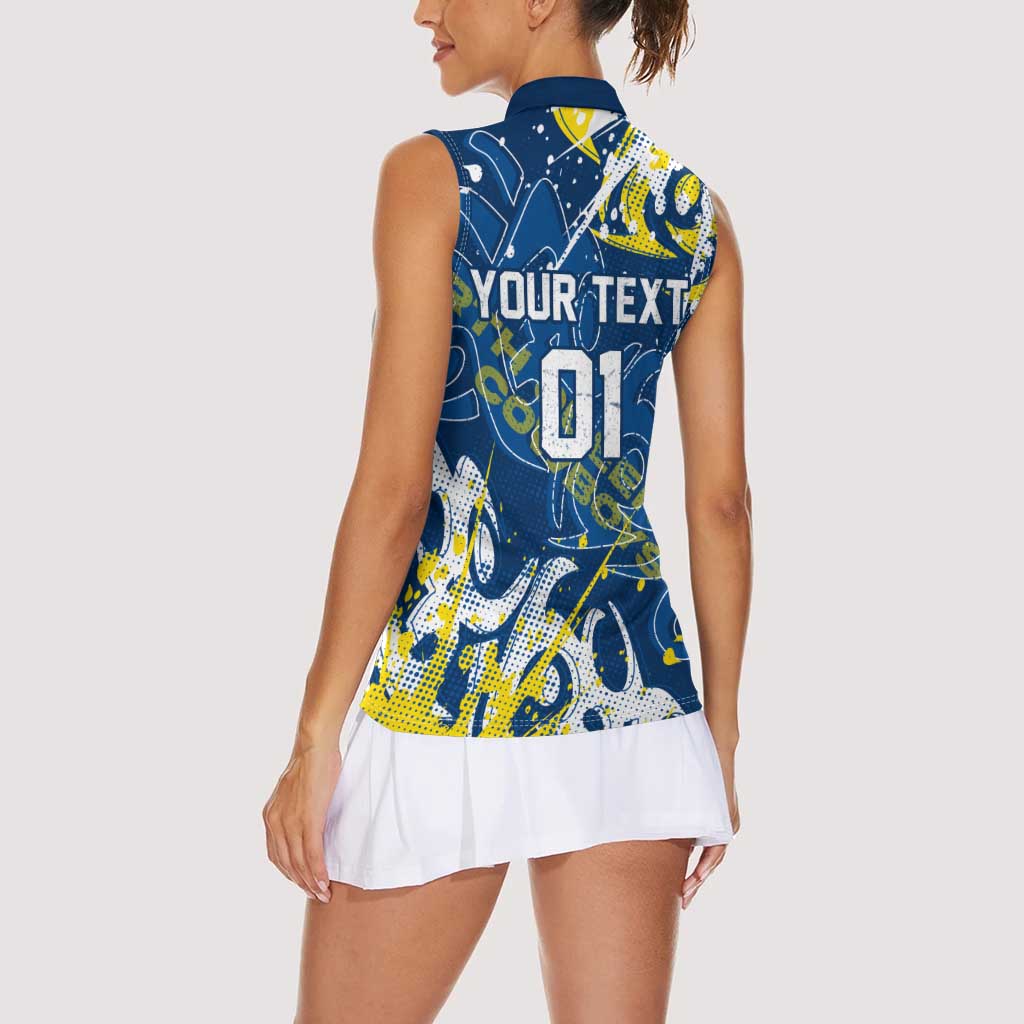 Personalized North Queensland Cowboys Rugby Women Sleeveless Polo Shirt Urban Street Graffiti Style - Distressed Splatter Elements
