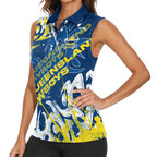Personalized North Queensland Cowboys Rugby Women Sleeveless Polo Shirt Urban Street Graffiti Style - Distressed Splatter Elements