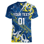 Personalized North Queensland Cowboys Rugby Women V-Neck T-Shirt Urban Street Graffiti Style - Distressed Splatter Elements