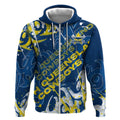 Personalized North Queensland Cowboys Rugby Zip Hoodie Urban Street Graffiti Style - Distressed Splatter Elements