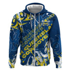 Personalized North Queensland Cowboys Rugby Zip Hoodie Urban Street Graffiti Style - Distressed Splatter Elements