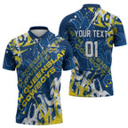 Personalized North Queensland Cowboys Rugby Zipper Polo Shirt Urban Street Graffiti Style - Distressed Splatter Elements
