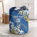 Personalized Parramatta Eels Rugby Laundry Basket Urban Street Graffiti Style - Distressed Splatter Elements
