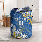 Personalized Parramatta Eels Rugby Laundry Basket Urban Street Graffiti Style - Distressed Splatter Elements