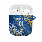 Personalized Parramatta Eels Rugby AirPods Case Urban Street Graffiti Style - Distressed Splatter Elements