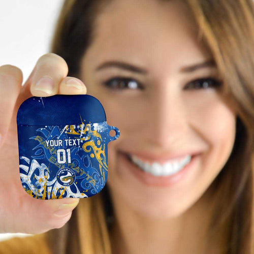 Personalized Parramatta Eels Rugby AirPods Case Urban Street Graffiti Style - Distressed Splatter Elements