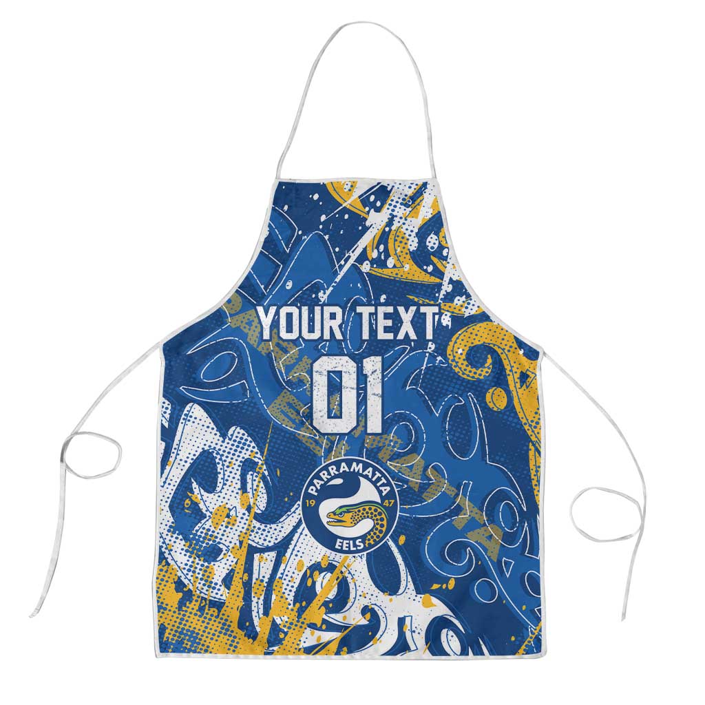 Personalized Parramatta Eels Rugby Apron Urban Street Graffiti Style - Distressed Splatter Elements
