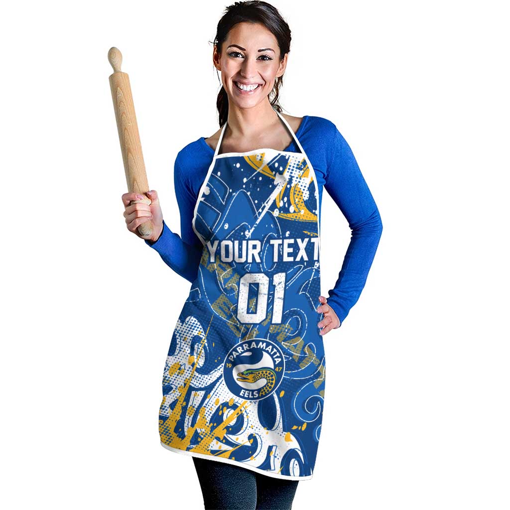 Personalized Parramatta Eels Rugby Apron Urban Street Graffiti Style - Distressed Splatter Elements