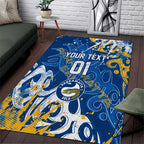 Personalized Parramatta Eels Rugby Area Rug Urban Street Graffiti Style - Distressed Splatter Elements