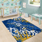 Personalized Parramatta Eels Rugby Area Rug Urban Street Graffiti Style - Distressed Splatter Elements