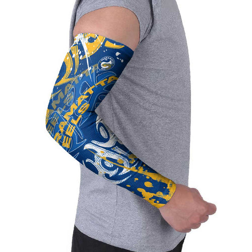 Personalized Parramatta Eels Rugby Arm Sleeves Urban Street Graffiti Style - Distressed Splatter Elements