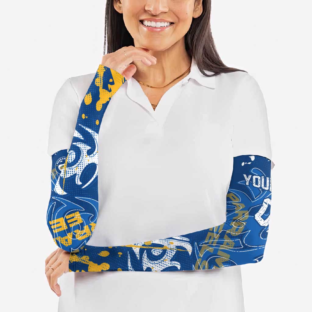 Personalized Parramatta Eels Rugby Arm Sleeves Urban Street Graffiti Style - Distressed Splatter Elements