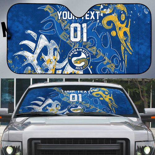 Personalized Parramatta Eels Rugby Auto Sun Shade Urban Street Graffiti Style - Distressed Splatter Elements