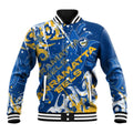 Personalized Parramatta Eels Rugby Baseball Jacket Urban Street Graffiti Style - Distressed Splatter Elements