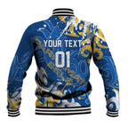 Personalized Parramatta Eels Rugby Baseball Jacket Urban Street Graffiti Style - Distressed Splatter Elements