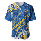 Personalized Parramatta Eels Rugby Baseball Jersey Urban Street Graffiti Style - Distressed Splatter Elements