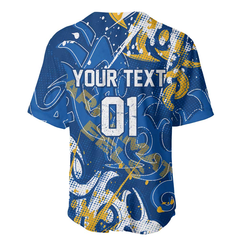 Personalized Parramatta Eels Rugby Baseball Jersey Urban Street Graffiti Style - Distressed Splatter Elements
