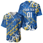 Personalized Parramatta Eels Rugby Baseball Jersey Urban Street Graffiti Style - Distressed Splatter Elements