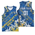 Personalized Parramatta Eels Rugby Basketball Jersey Urban Street Graffiti Style - Distressed Splatter Elements