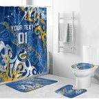 Personalized Parramatta Eels Rugby Bathroom Set Urban Street Graffiti Style - Distressed Splatter Elements