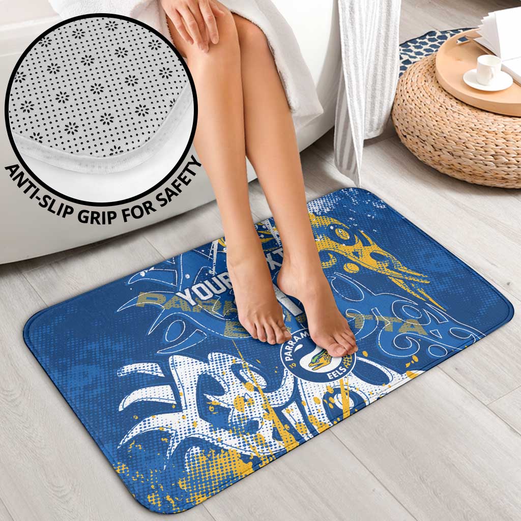 Personalized Parramatta Eels Rugby Bathroom Set Urban Street Graffiti Style - Distressed Splatter Elements