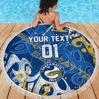 Personalized Parramatta Eels Rugby Beach Blanket Urban Street Graffiti Style - Distressed Splatter Elements