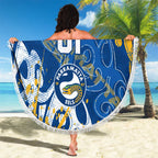 Personalized Parramatta Eels Rugby Beach Blanket Urban Street Graffiti Style - Distressed Splatter Elements