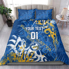 Personalized Parramatta Eels Rugby Bedding Set Urban Street Graffiti Style - Distressed Splatter Elements