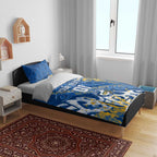 Personalized Parramatta Eels Rugby Bedding Set Urban Street Graffiti Style - Distressed Splatter Elements