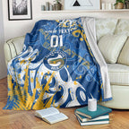 Personalized Parramatta Eels Rugby Blanket Urban Street Graffiti Style - Distressed Splatter Elements