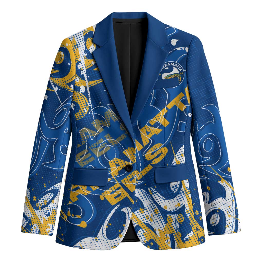 Personalized Parramatta Eels Rugby Blazer Urban Street Graffiti Style - Distressed Splatter Elements