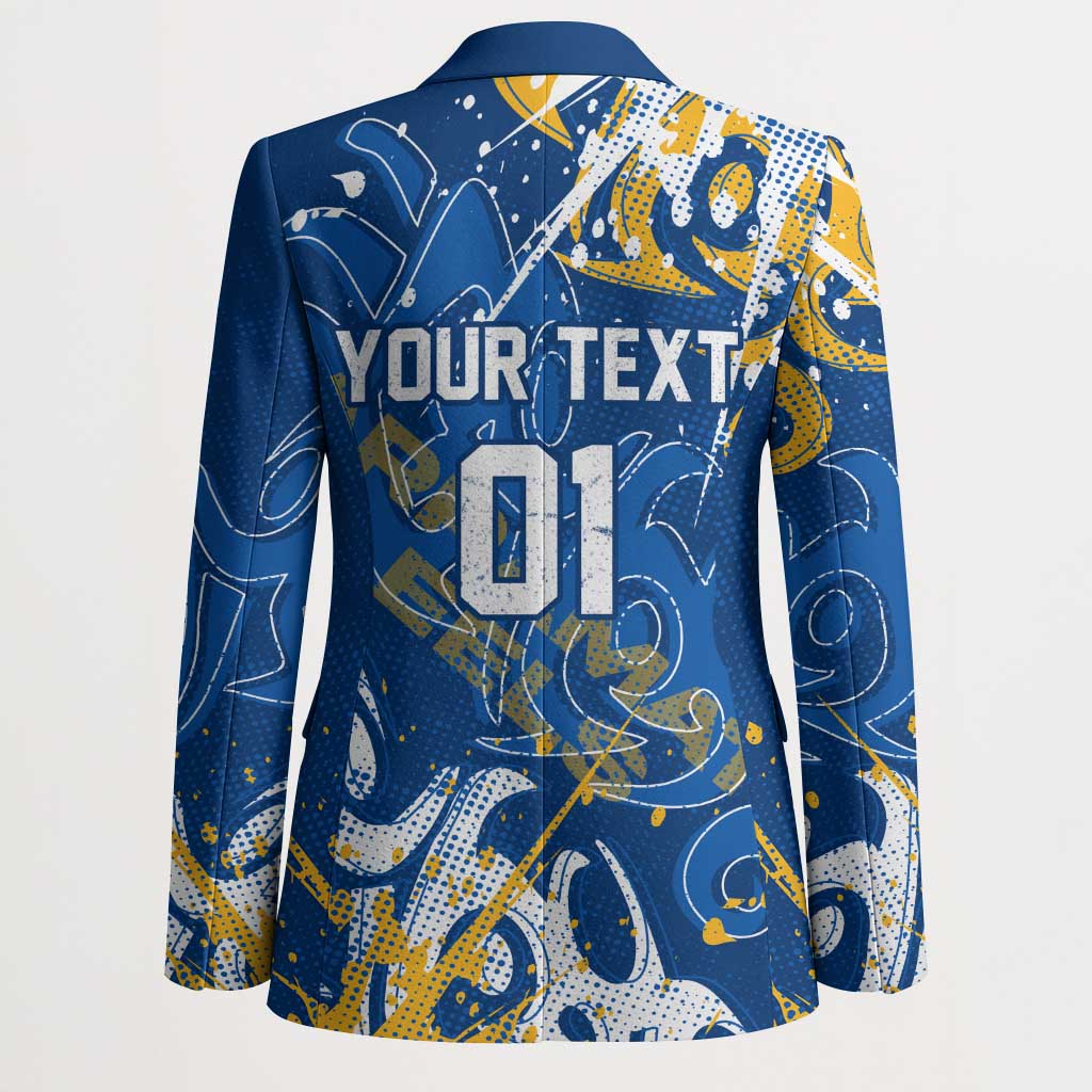 Personalized Parramatta Eels Rugby Blazer Urban Street Graffiti Style - Distressed Splatter Elements