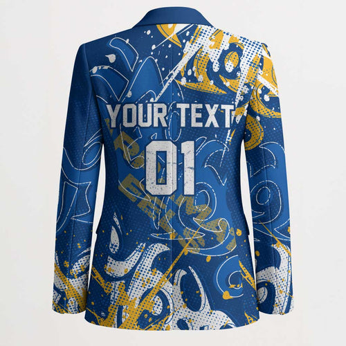 Personalized Parramatta Eels Rugby Blazer Urban Street Graffiti Style - Distressed Splatter Elements
