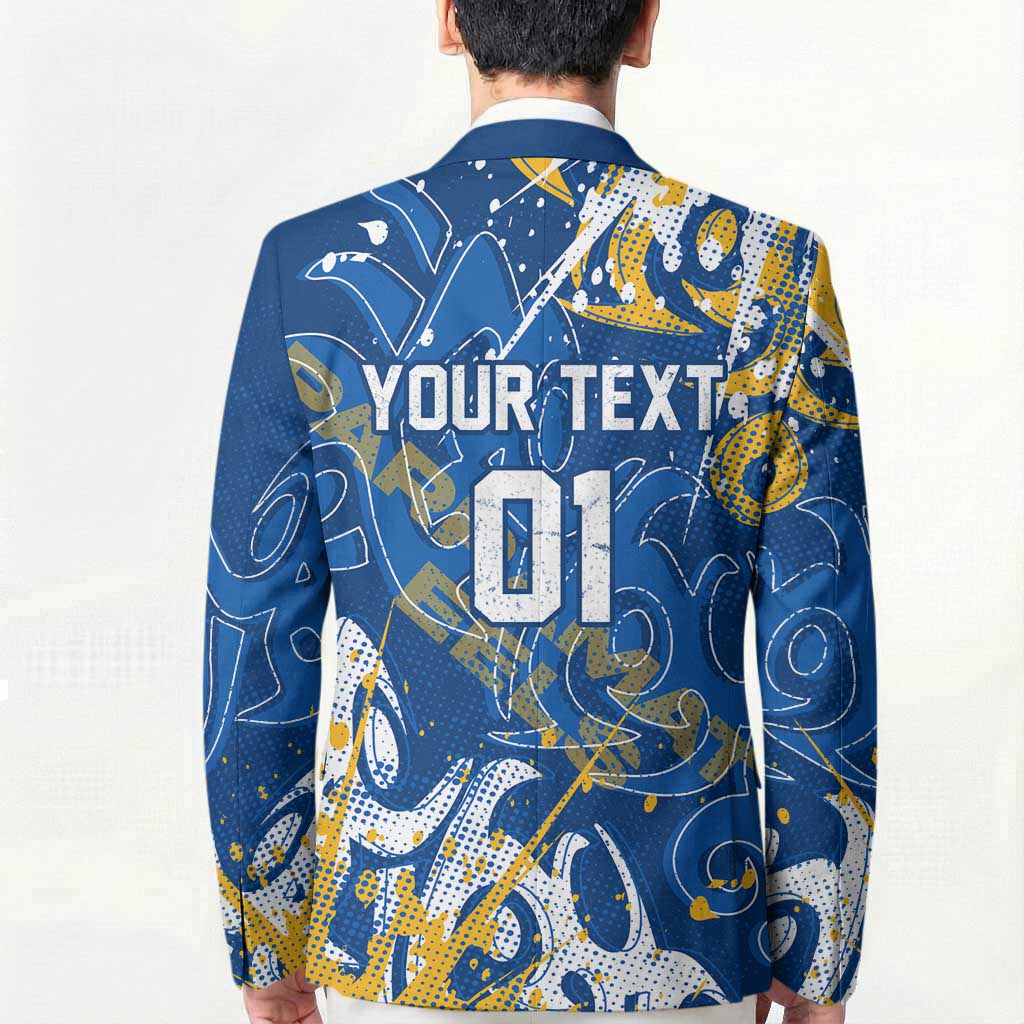 Personalized Parramatta Eels Rugby Blazer Urban Street Graffiti Style - Distressed Splatter Elements