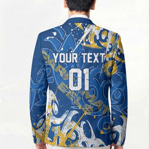 Personalized Parramatta Eels Rugby Blazer Urban Street Graffiti Style - Distressed Splatter Elements