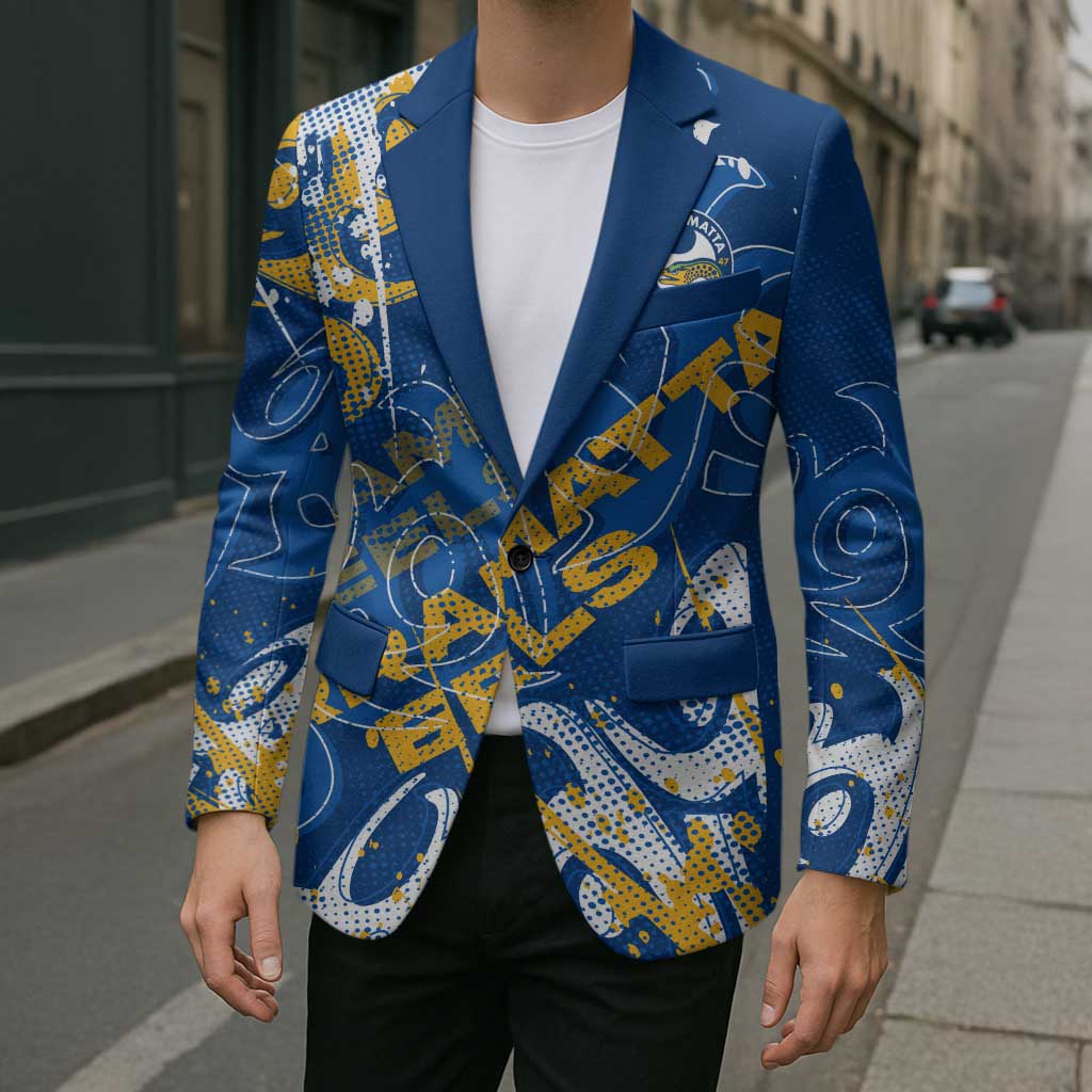 Personalized Parramatta Eels Rugby Blazer Urban Street Graffiti Style - Distressed Splatter Elements