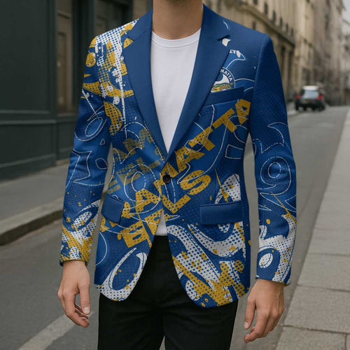 Personalized Parramatta Eels Rugby Blazer Urban Street Graffiti Style - Distressed Splatter Elements