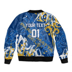 Personalized Parramatta Eels Rugby Bomber Jacket Urban Street Graffiti Style - Distressed Splatter Elements