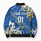 Personalized Parramatta Eels Rugby Bomber Puffer Jacket Urban Street Graffiti Style - Distressed Splatter Elements